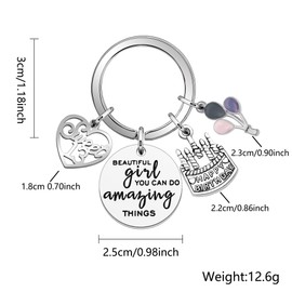 Hcvone Inspirational Birthday Gifts Girls Keyrings 13th 16th 18th For Girls Teen Birthday Christmas Charm Keychains For Daughter Granddaughter Beautiful Girl You Can Do Amazing Things (13th)