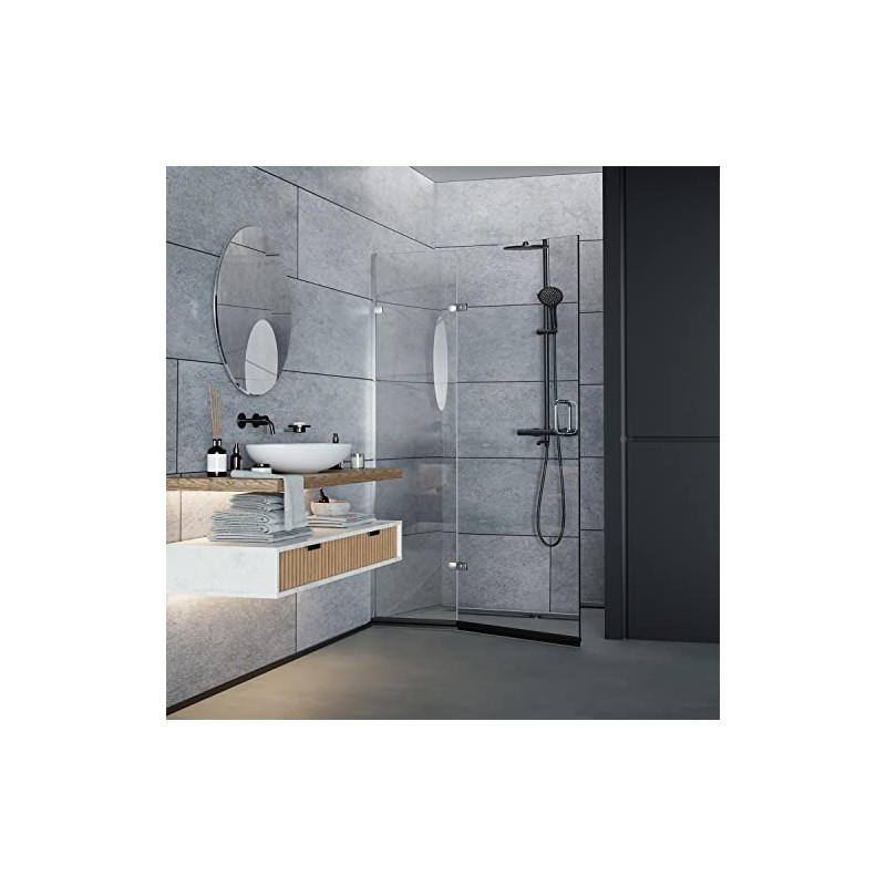 BAUHANDEL24-80 cm Shower Seal Black for Glass Thickness 6 mm
