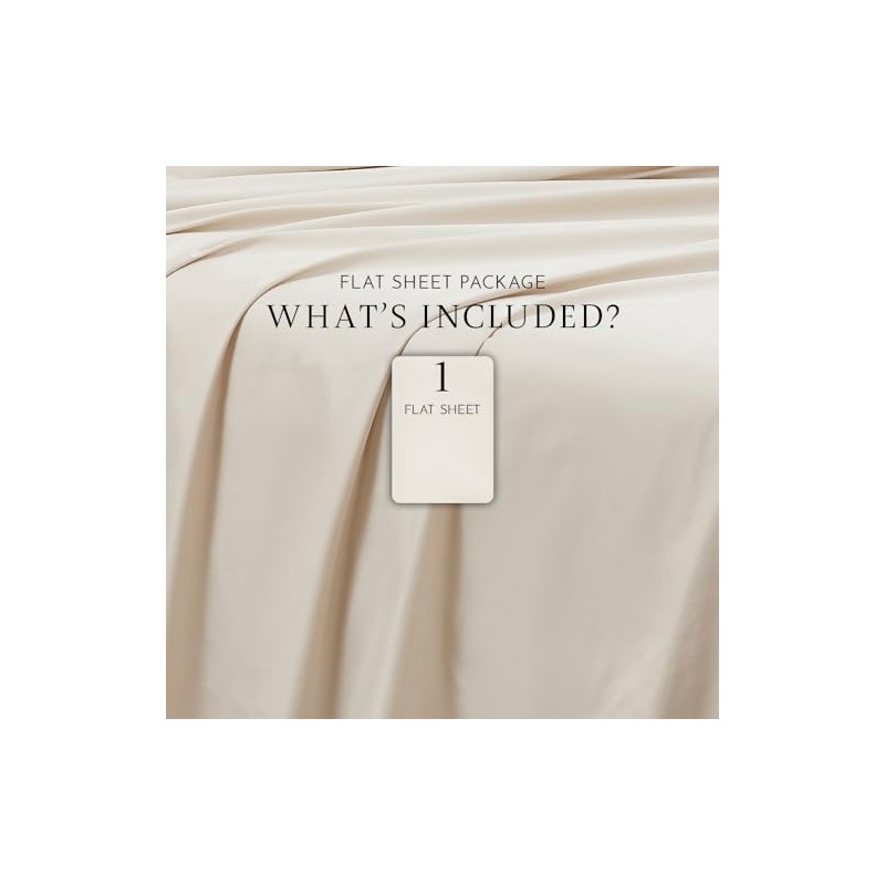 Linen Closet Luxury Cotton Percale Flat Sheet, Twin, Beige