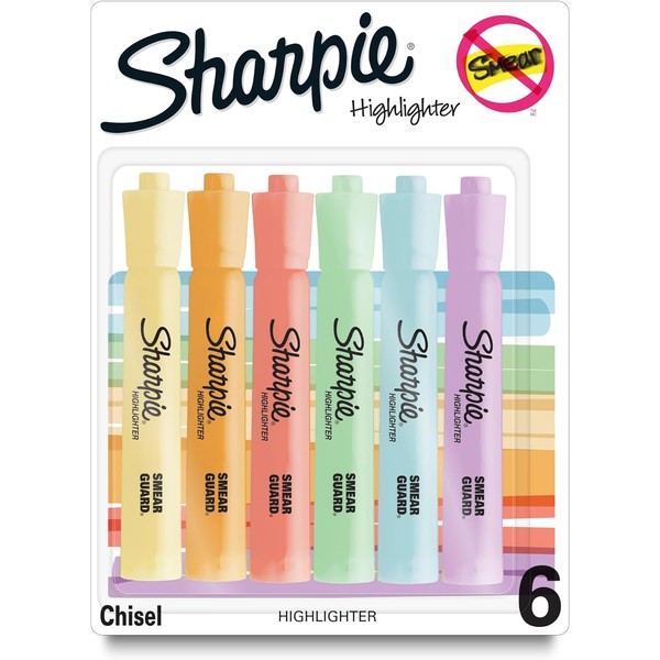 SHARPIE® Tank-Style Highlighters, Chisel Tip, Mild Pastel Barrels, Mild Pastel