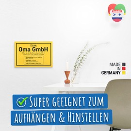 DankeDir! Firma Oma GmbH - 30 x 20 cm Schild - Oma Partydeko Muttertag Geschenk Geburtstagsgeschenk Deko - Karte Geburtstag Weihnachten Großmutter Enkel Geschenkidee Omi Glückwunschkarte