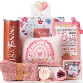 18th Birthday Gifts for Gifts,Unique Gifts Set Ideas for Turning 18 Year Old Girl Pamper Hamper Box,Happy Bday Present Basket Kit for Teen Girl Decorations for Sisters,Daughter,Niece, Granddaughter