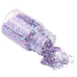 1 Bottle Iridescent Holographic Star Sequins 3mm Glitter Star Sequins for DIY Crafts Nail Art, Purple