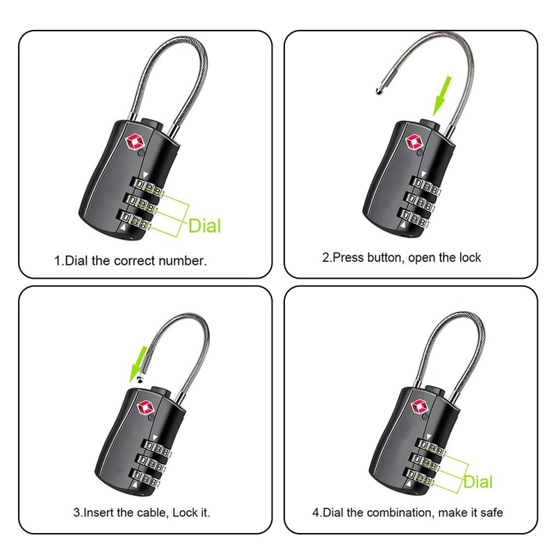 MAEZOE 4 Pack TSA Approved Luggage Locks, Combination Travel Cable