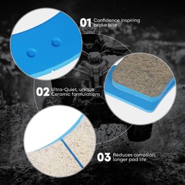 Front and Rear Ceramic Brake Pads Compatible with Polaris RZR XP 1000 2012-2019, Ranger 570 Crew 2016-2020 Full-Size/EPS/EFI, RZR XP 900 2011-2014 Replacement Brake Pads Set