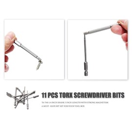 Torx Security Screwdriver Set 11 PCS T6-T40 3 Inch Magnetic Security Screwdriver Bit Set, 1/4” Hex Shank Security Tamper Proof Screwdriver Drill Bit Set