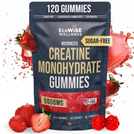 Gomitas Monohidrato Creatina 5000mg Sabor Fresa 120 Veganas Sin Gluten
