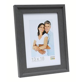 Deknudt Frames S45EF7 Bilderrahmen 20x28 Bilderrahmen grau mit Stehrand, imitierte Maltechnik Holz Fotokader