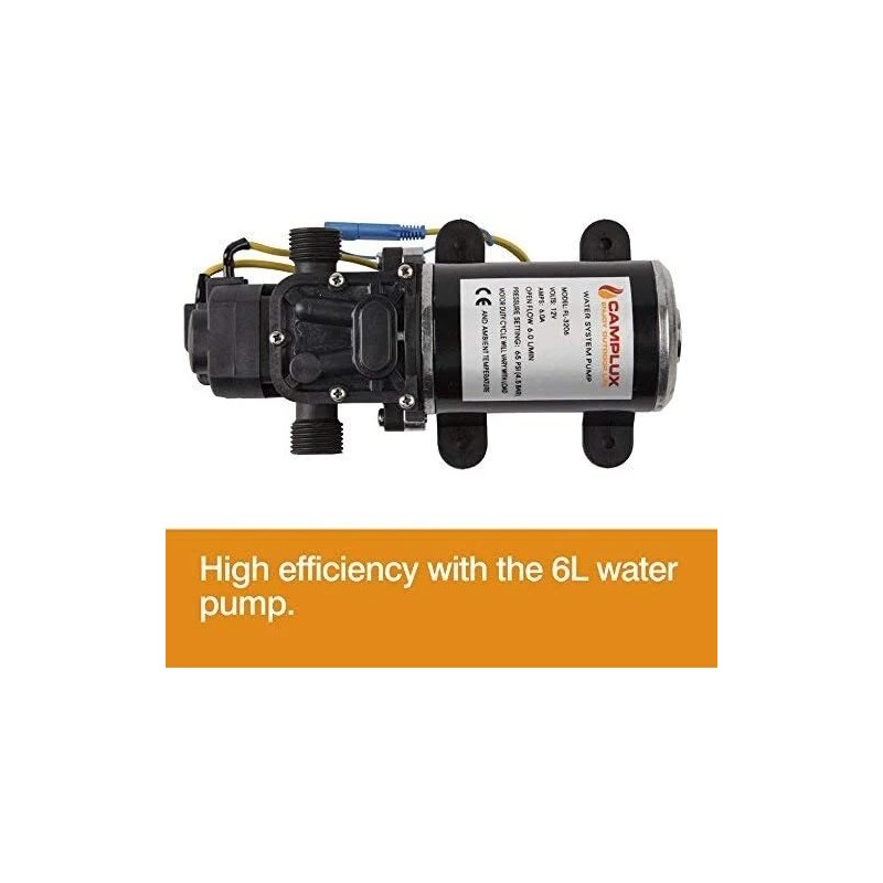 CAMPLUX 12V DC Water Pump 1.6/3.3GPM Diaphragm Self-Priming for Kitchen