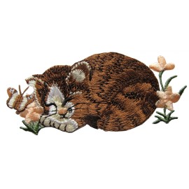 Unbranded #4402 3 3/8" Sleep Kitten Cat Embroidery Iron On Applique Patch-Right