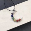 7 Chakra Crystal Healing Stone Crystal Moon Necklace,Wire Wrapped Healing