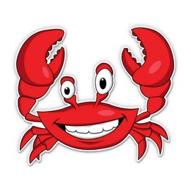 Happy Crab - 12" Vinyl Sticker Waterproof Decal