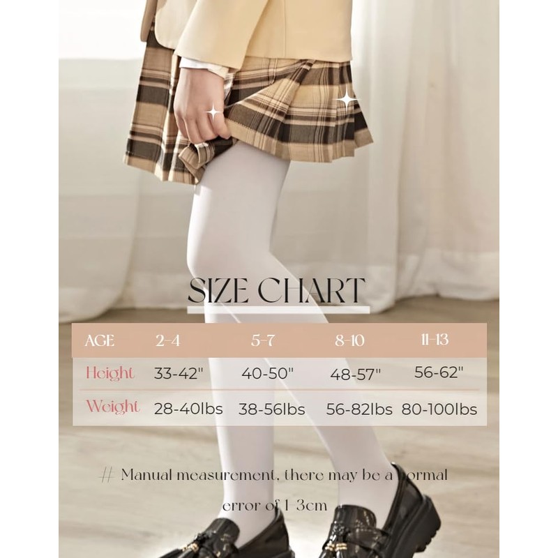 leg elegant Girls Microfiber Soft Opaque Footed Dance Tights and