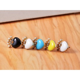 Alilang Clear Crystal Rhinestone Faux Pearl Enamel Crown Heart Stud Earrings Set