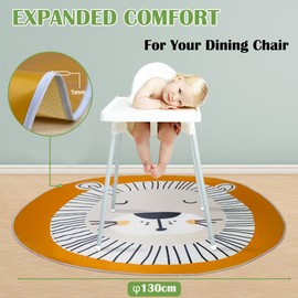 Baby Highchair 130 * 130cm(51"*51") Splat Floor Mat Anti-Slip Floor Mat Waterproof Baby Playing Round Mat (Cute Lion-Round)