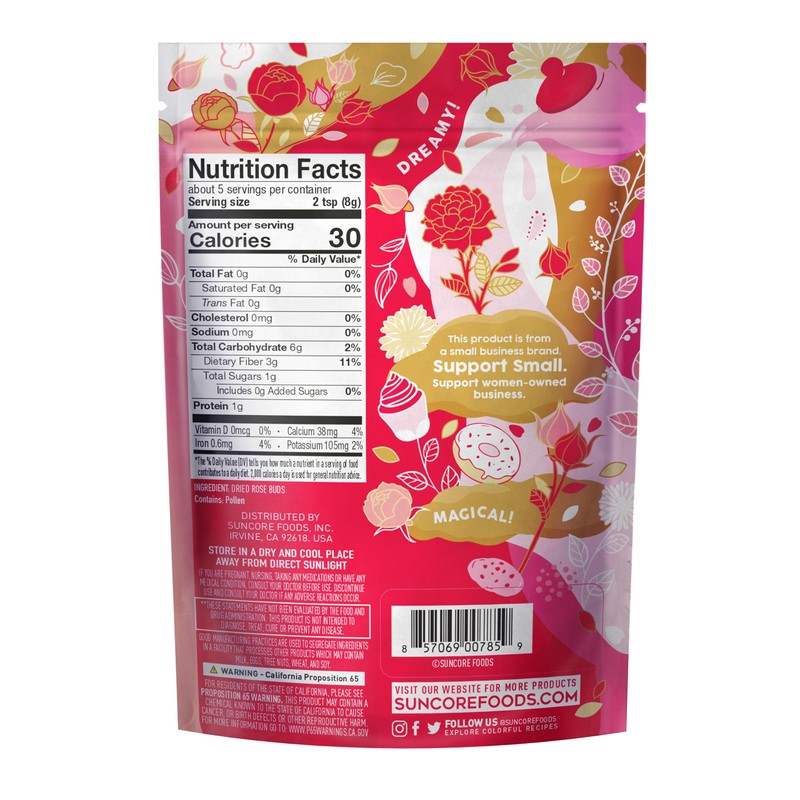 Suncore Foods Dried Rose Buds Bloom, Caffeine-Free Tea, Gluten-Free, Non-GMO,