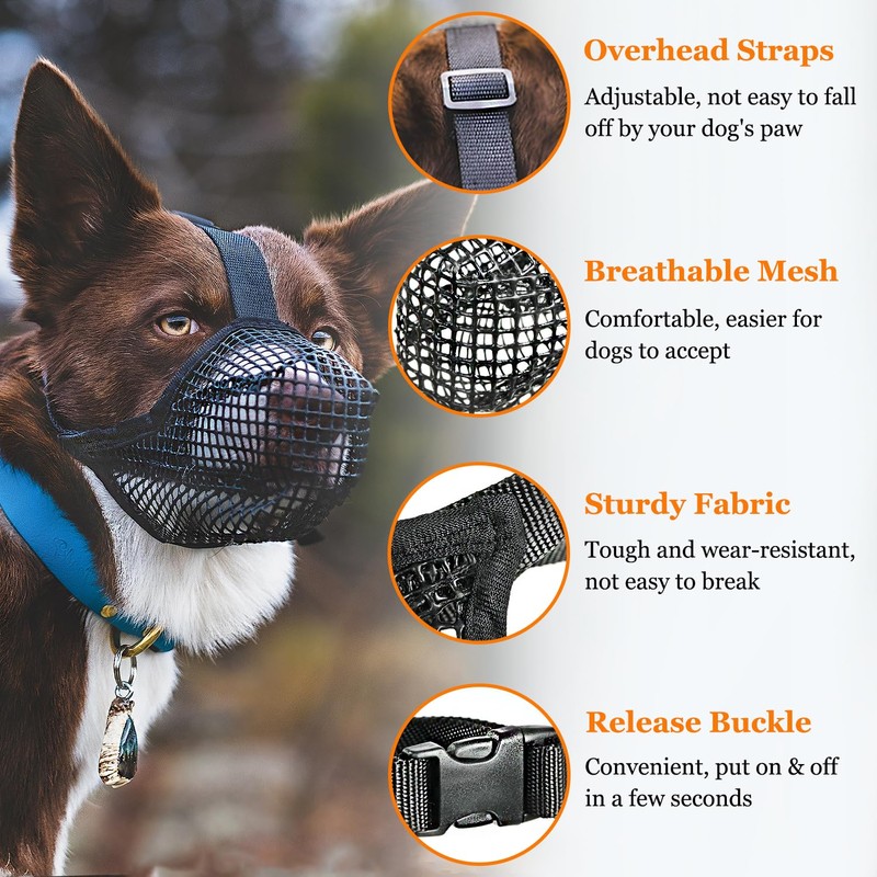 Dog Muzzle, Soft Mesh Muzzle for Small Medium Large Dogs