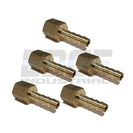 EDGE INDUSTRIAL 1/4" Hose ID to 1/4" Female NPT FNPT Straight Brass Fitting Fuel/AIR/Water/Oil/Gas/WOG (Qty 05)