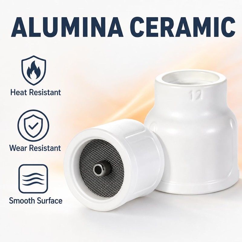 4 Pack #12 White Ceramic TIG Cups with 1/8 Mesh