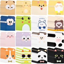 128 Pcs Mini Notebooks for Kids Small Cute Animal Notebook Bulk Cartoon Notepads for Office School Party Favors Classroom Prizes Gift, 16 Styles