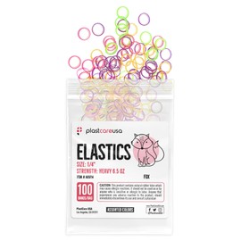 1000 Assorted Colors (Heavy 6.5 Oz, 1/4" Fox) Orthodontic Elastic Bands for Braces, Multi-Sized & Multi-Tension Dental Bands for Teeth Alignment, Gap Closure, Latex (10 Bags of 100)