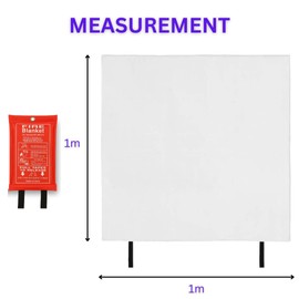 AAKSH555 | Emergency Fire Blanket 1m x 1m – Large Size with Quick Pull Tabs | 100% Fiberglass Safety Blanket in Soft Pouch for Kitchen, Home, Car, Camping, Office, Garage & BBQ