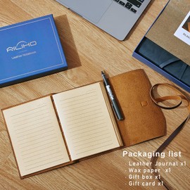 RILIHO Leather Journal Notebook - Genuine Leather Journals for Writing 260 Pages 5x7.1 Inches Vintage Journal For Man and Women Gifts For Man Artist,Travel Journal,Brown