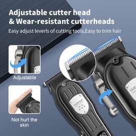 HIENA PRO Professional Hair Clipper Set, Rechargeable Cordless Barber Kit and Hair Cutting Set, Electric Foil Shavers and Beard Trimmers, Ear, Nose Hair Trimmer Set & Facial Grooming Tool (Black)
