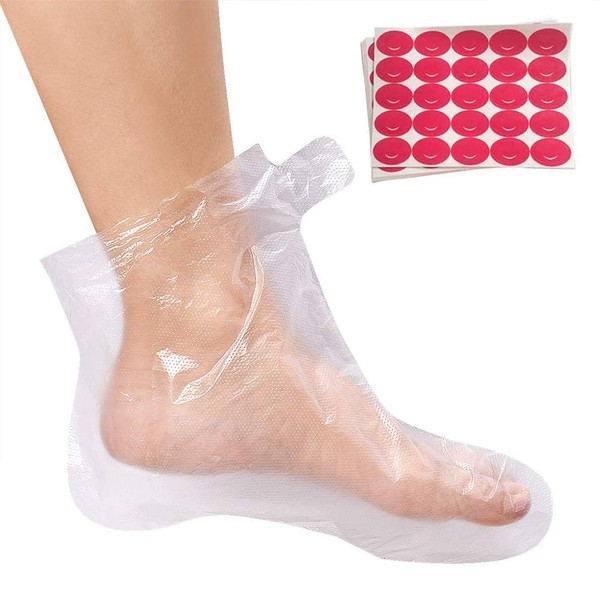 100pcs Clear Plastic Disposable Booties Paraffin Bath Liners for Foot Pedicure Hot Spa Wax Treatment Foot Covers Bags