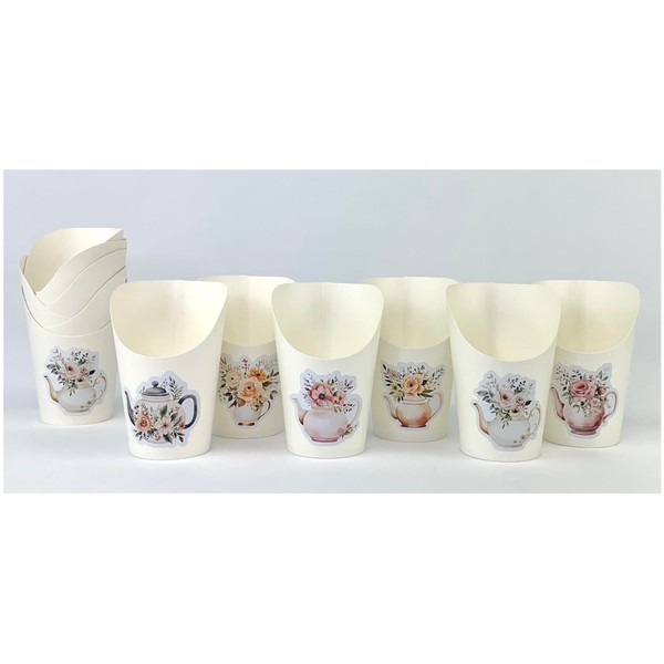 Stesha Party Floral Teapot Design Charcuterie Cups, Set of 12,