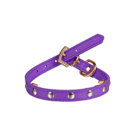 LOVPE One Row Golden Spiked Studded Leather Dog Collar/Cat Collar with Golden Rhinestone Buckle for Small Dog/Cat Puppy Kitty