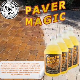 Quality Chemical Paver Magic - High Power Concrete, Brick and Paver Cleaner - Outdoor Stain Remover - 128 oz (Pack of 4)