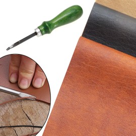 ECSiNG 0.8mm Leather Edger Leather Working Tool DIY Craft Artwork Handmade Ergonomic Design Wooden Handle Edge Cutter, Green