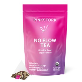 Pink Stork No Flow Weaning Tea - Organic Sage, Parsley, Mint - Supports Natural Transition from Breastfeeding - Caffeine-Free Lactation Support - Postpartum Essentials - 15 Sachets
