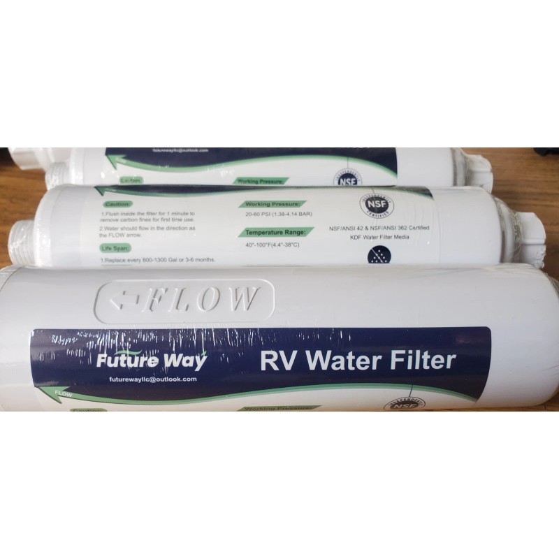 Future Way 4-Pack INLINE RV Water Filter Reduces Odors Sediments