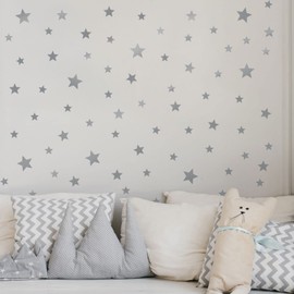 Stickerscape Star Wall Stickers (Standard - 3 Sheets - Silver) | Space Wall Stickers for a Night Time Themed Bedroom or Nursery | Easy to Apply, Cleanly Removable