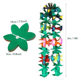LEMESO 3 PCS Tropical Paper Flower Garland Hawaiian Flower Banner Fiesta Party Decoration Tissue Paper Flower Lei Garland Hanging Party Decoration for Hawaiian Luau Decorations