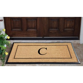 A1HC Natural Coir & Rubber Large Monogrammed Door Mat 30x60 Inches Thick Durable Doormats for Entrance Heavy Duty, Thin Profile Front Door Mat, Long Lasting Front Door Entry Doormats