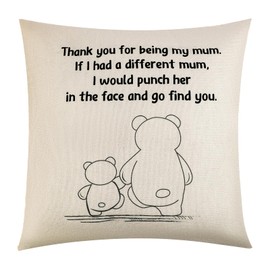 Mum Cushion Cover Throw Pillow - Mummy & Mom Gifts from Daughter & Son (Thank You for Being My Mum)