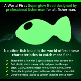 GLO-X 24pcs Soft Superglow Plastic Fishing Beads with Eyes, Glows The Brightest, add to Fishing Lures, Freshwater & Saltwater, Catch More Bass, Trout, Snapper, Salmon etc