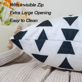 DILOXNSU Cushion Cover 50 x 50 cm, Set of 4, Black White Geometric Modern Soft Sofa Cushion Cover, Decorative Cushion Cover, Couch Cushion, Modern Decorative Cushion Covers for Sofa, Living Room,