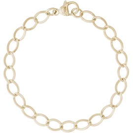 8" Gold-Plated Sterling Silver Dapped Curb Link Classic Charm Bracelet by Rembrandt