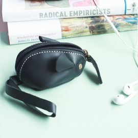 Thayakii Women's Coin Purse, Small Pouch, Kids, Cute Bag, Fashion, Lightweight, Wallet, Simple Design, Genuine Leather Material, Multi Colors Available, black