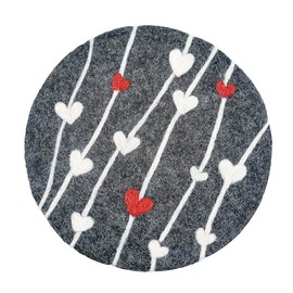 cilio Lana Cuore Washable Felt Sheep's Wool Coaster for Hot Pots, Plates, Baking Moulds and Pans, Heat Resistant up to 100 °C, Diameter 21 cm, Round, Grey/White