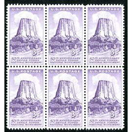 Devils Tower Black Hills Wyoming ~ Block of 6 stamps (Scott #1084)