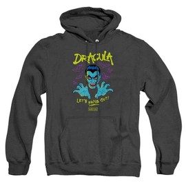 Popfunk Universal Monsters Dracula Fang Out Unisex Adult Pull-Over Heather Hoodie, Black Heather, X-Large