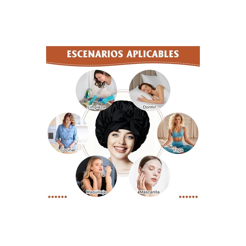 Tubos para Cabello Sin Calor: Gorro de Seda para Dormir
