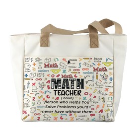 JYTAPP Math Teacher Definition Cosmetic Bag Math Nerd Geek Funny Math Teacher Gift Appreciate Gift Math Teacher Survival Kit (Beige Tote Bag)