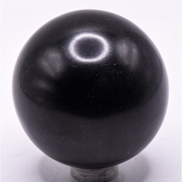 2" Black Onyx Carved Sphere Polished Natural Chalcedony Gemstone Crystal Mineral Collectible Decor Ball - Peru + Stand (1PC)