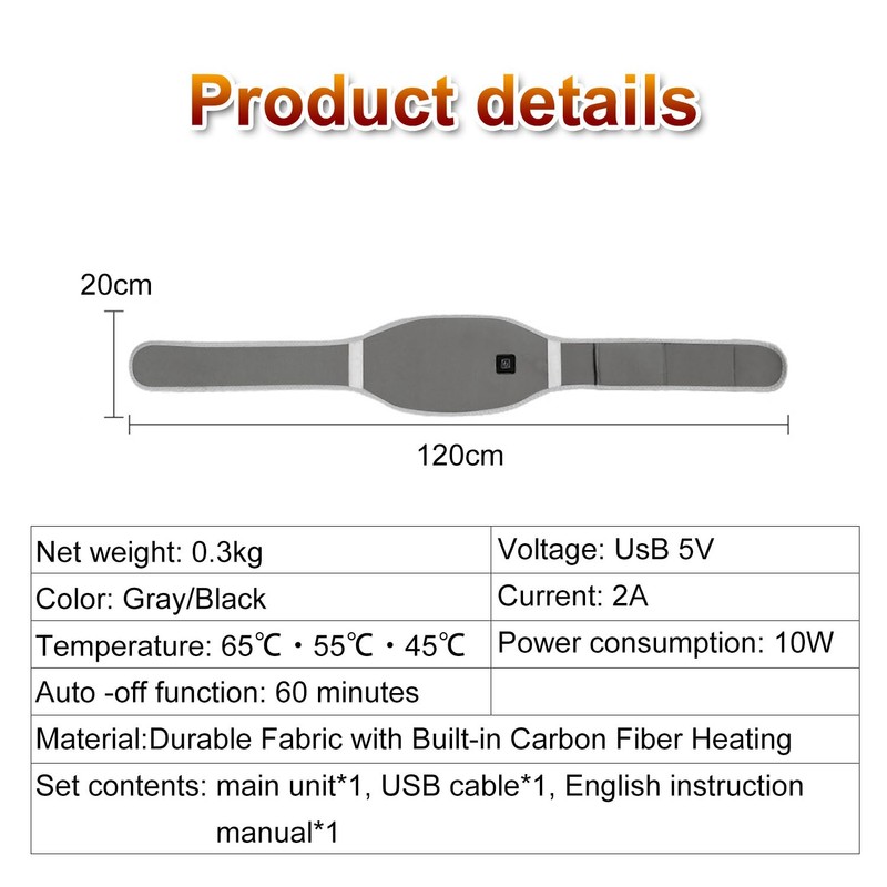 Electric Heating pad Belt with Carbon Fiber Heating Belt with,USB
